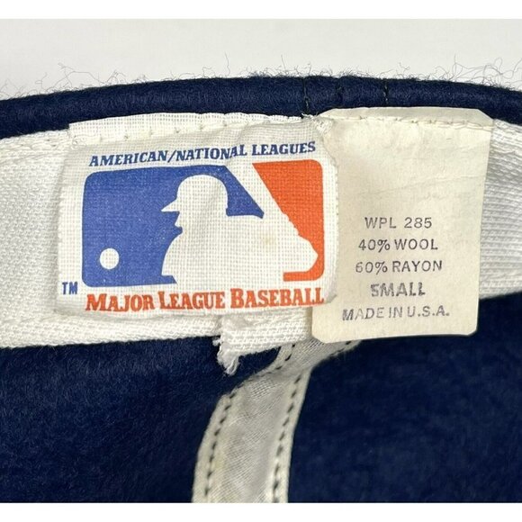 VTG 1950s MLB SMALL Navy Wool Blend Felt Minnesota Twins BASEBALL CAP USA Flaws - Picture 9 of 12